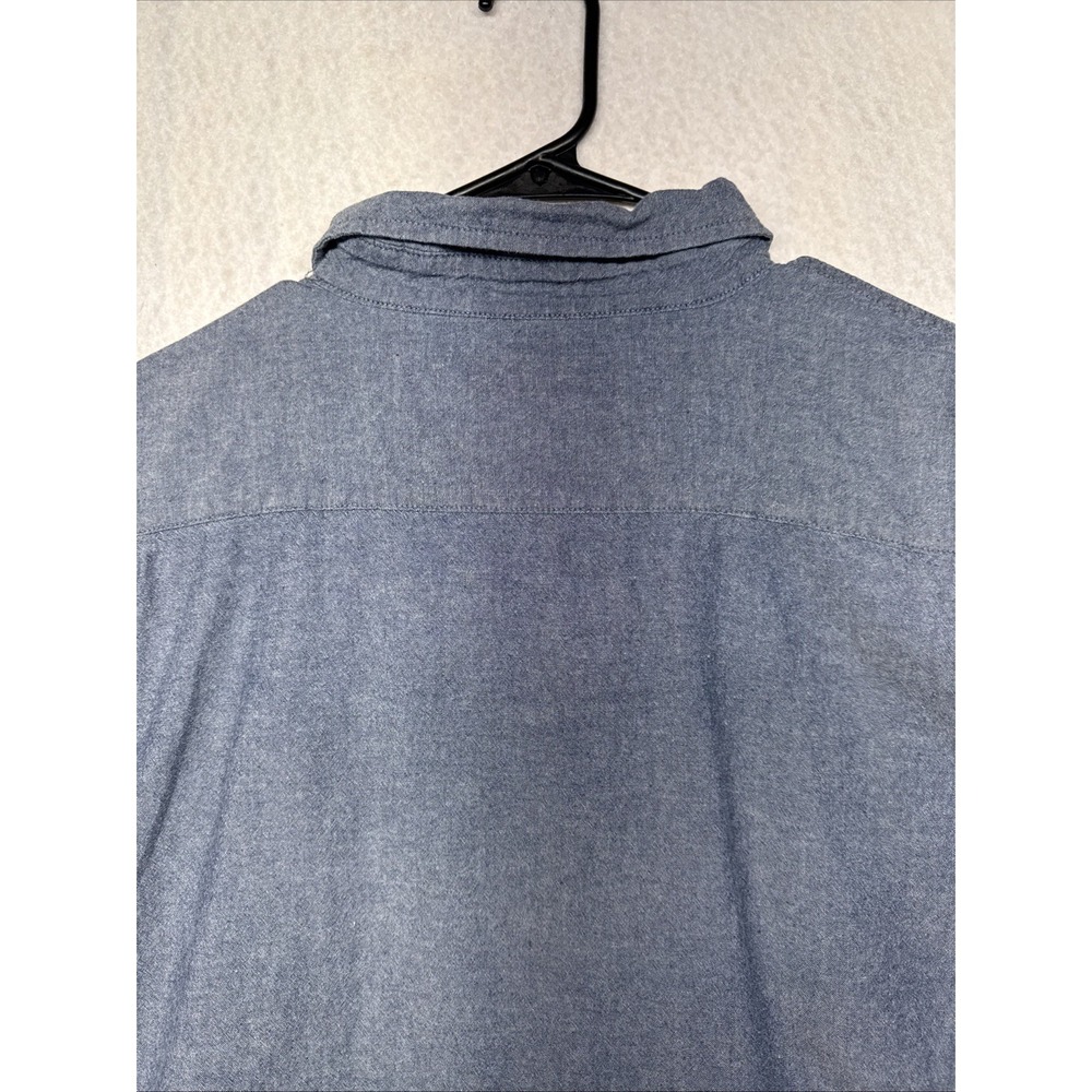 Wrangler Mens Blue Chambray Short Sleeve Button Down Shirt 2XL Cotton Workwear - Picture 7 of 14